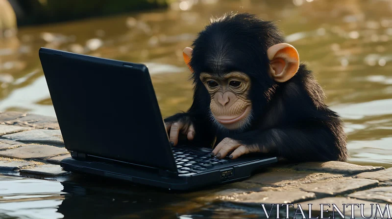 AI ART Monkey Exploring Technology