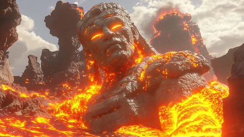 Molten Lava Enveloping Stone Colossus