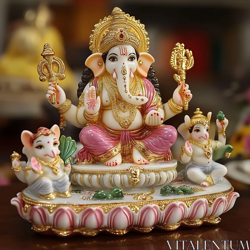 Ornate Hindu Ganesha Deity Statue AI Image