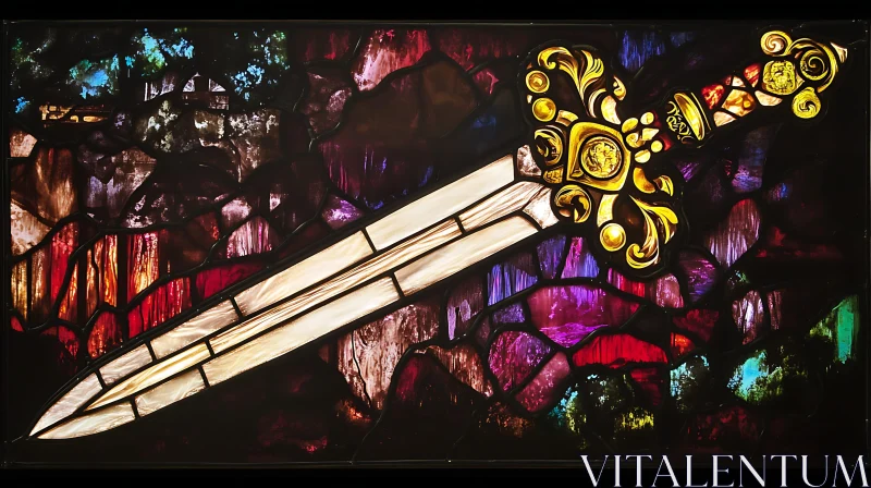 AI ART Ornate Sword in Stained Glass