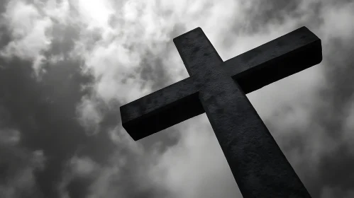 Cross Silhouette with Cloudy Background