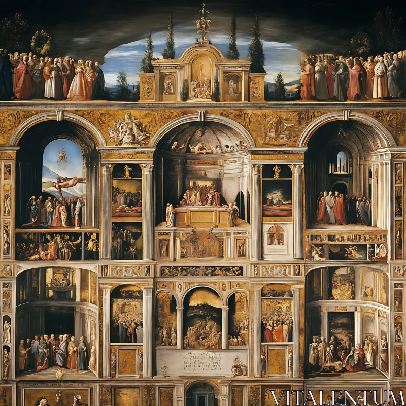 Intricate Renaissance Religious Altarpiece Painting AI Image