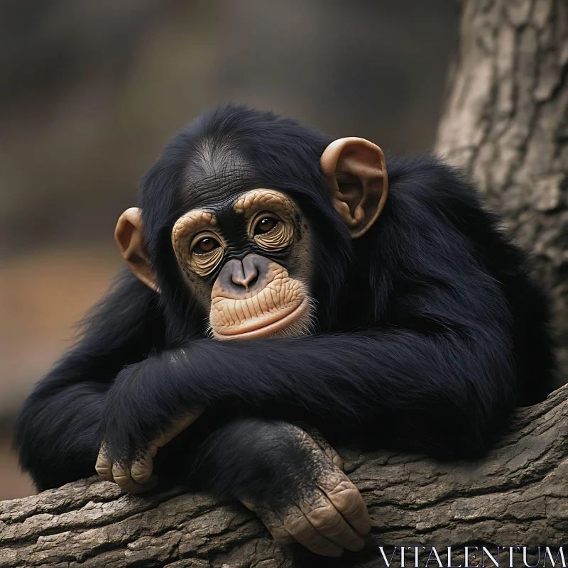 AI ART Chimpanzee with Expressive Eyes