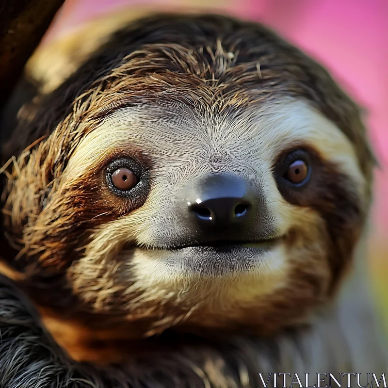 Detailed Sloth Portrait in Nature AI Image