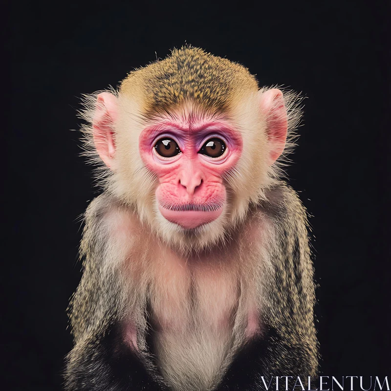 AI ART Close-up Portrait of a Thoughtful Young Monkey