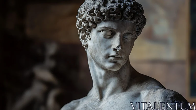 Intricate Marble Sculpture in Museum Setting AI Image