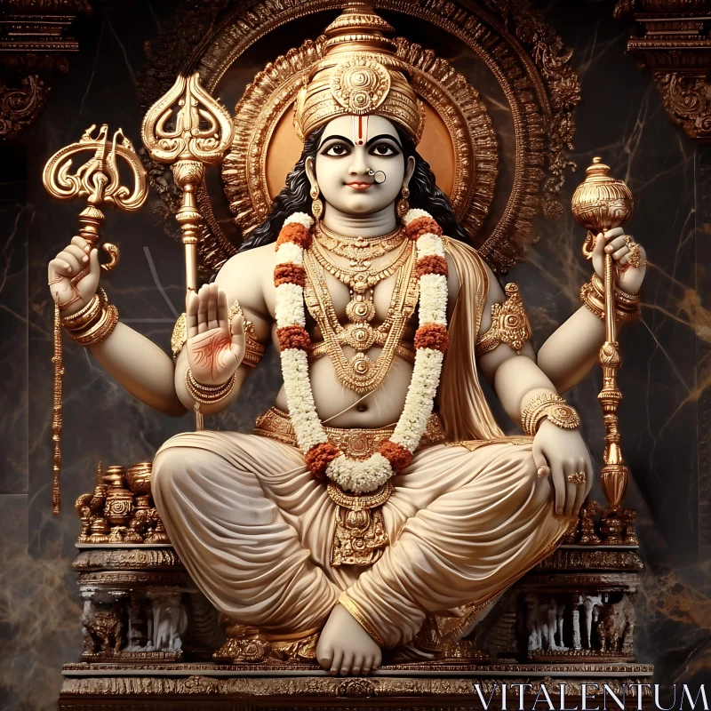 Religious Art: Detailed Hindu Deity Sculpture AI Image