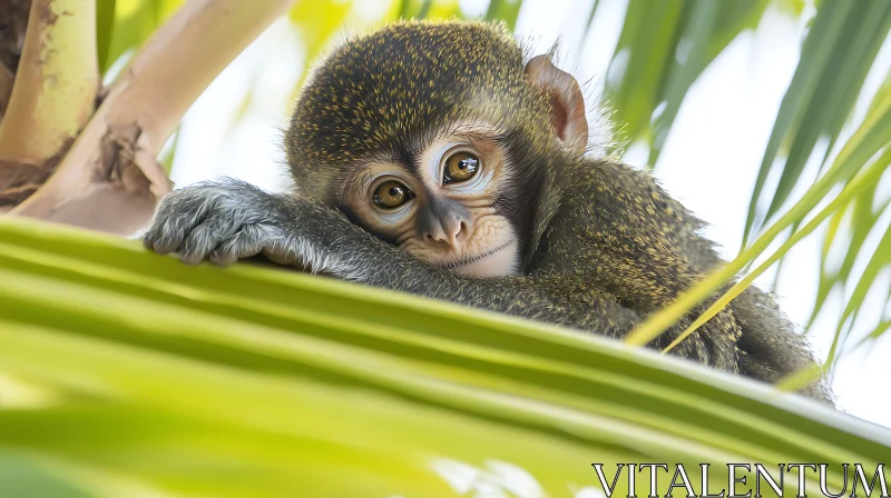 AI ART Adorable Monkey Relaxing Among Lush Green Foliage