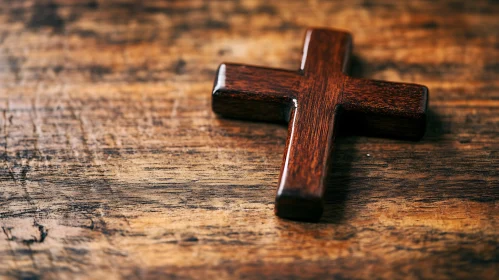 Wooden Cross on Wood