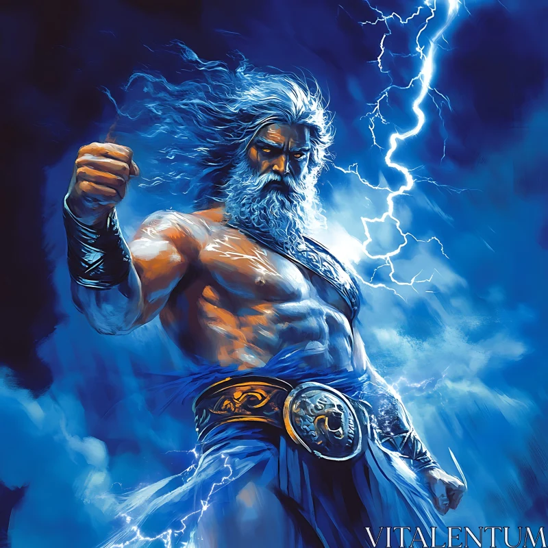 Thunder God Commanding the Skies AI Image