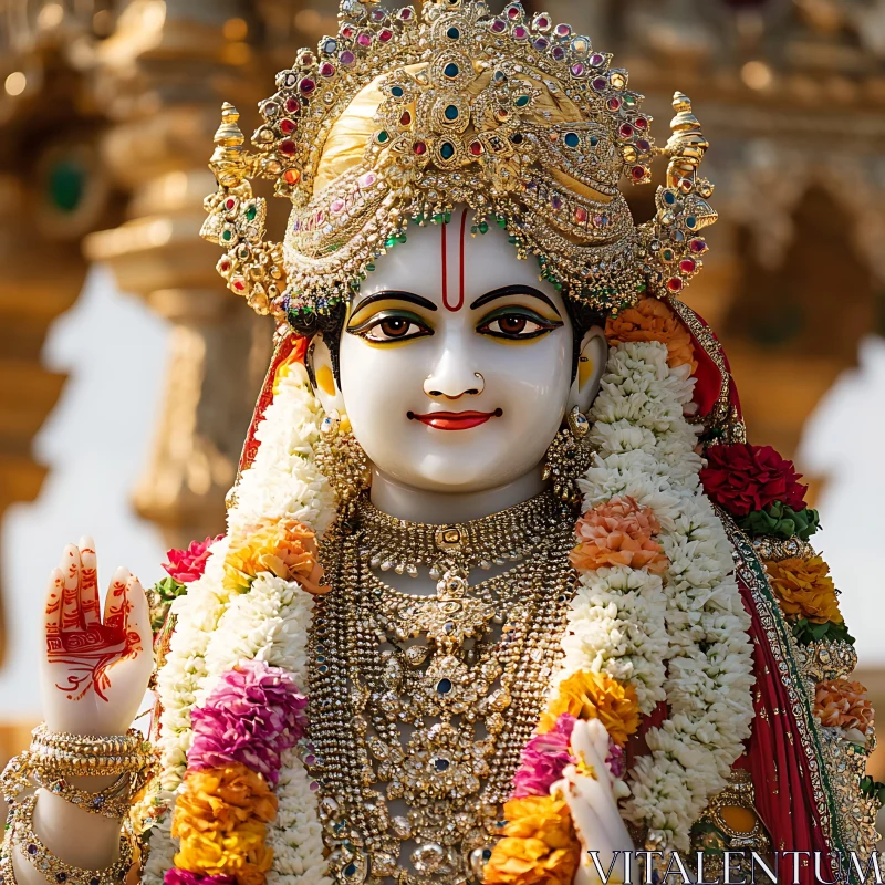 Exquisitely Decorated Hindu Goddess Sculpture AI Image