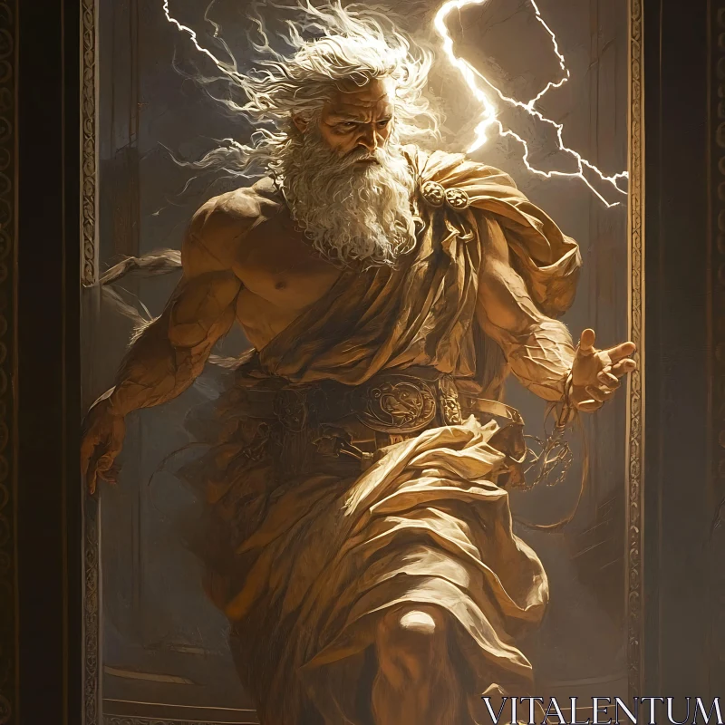 Ancient Deity Commanding Thunder AI Image