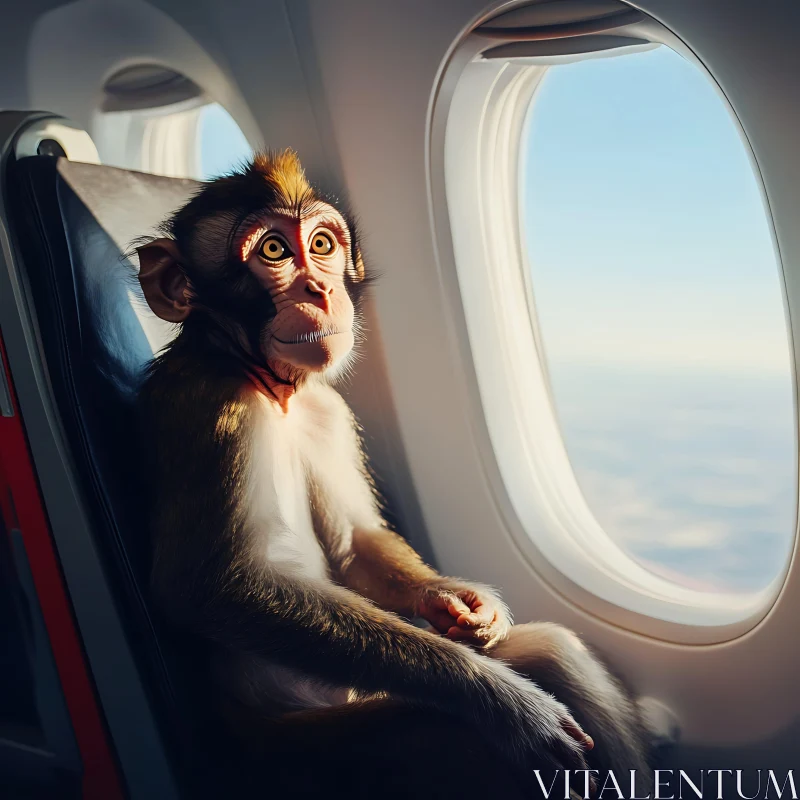 Monkey on Airplane AI Image