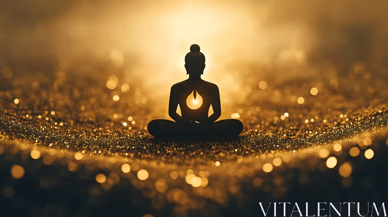 Golden Glow Meditation Scene AI Image