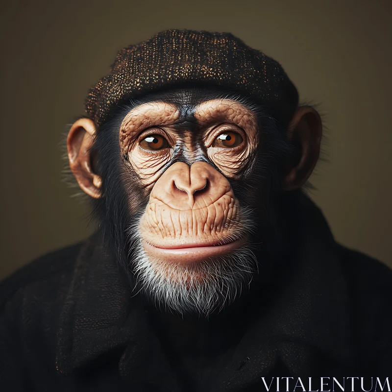 Chimpanzee in Hat AI Image