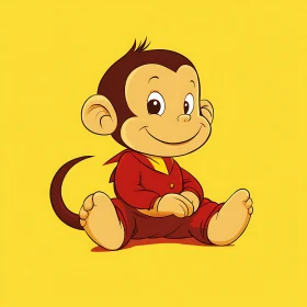 Cute Baby Monkey Illustration