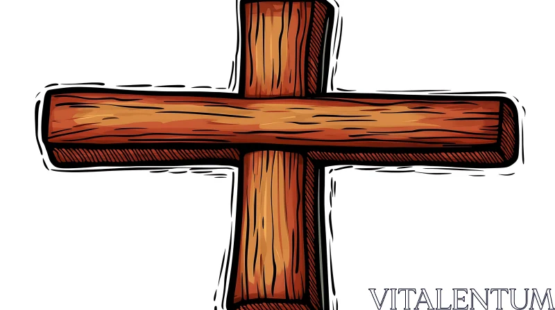 Stylized Wooden Cross Artwork AI Image