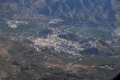 Spanish Hilltop Town Aerial Scene