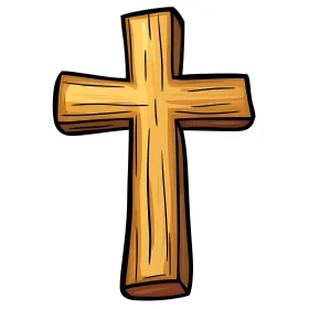 Wooden Cross Cartoon Symbol - Religious Art