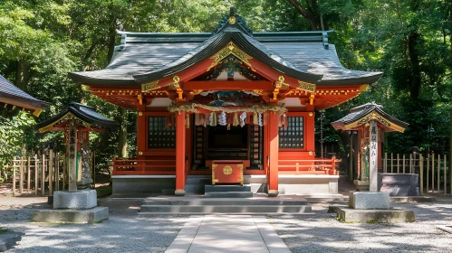 Traditional Japanese Shrine amidst Greenery