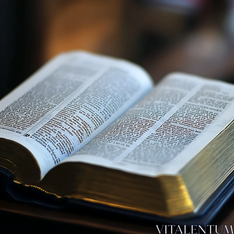 Golden Edged Book Open on Table AI Image