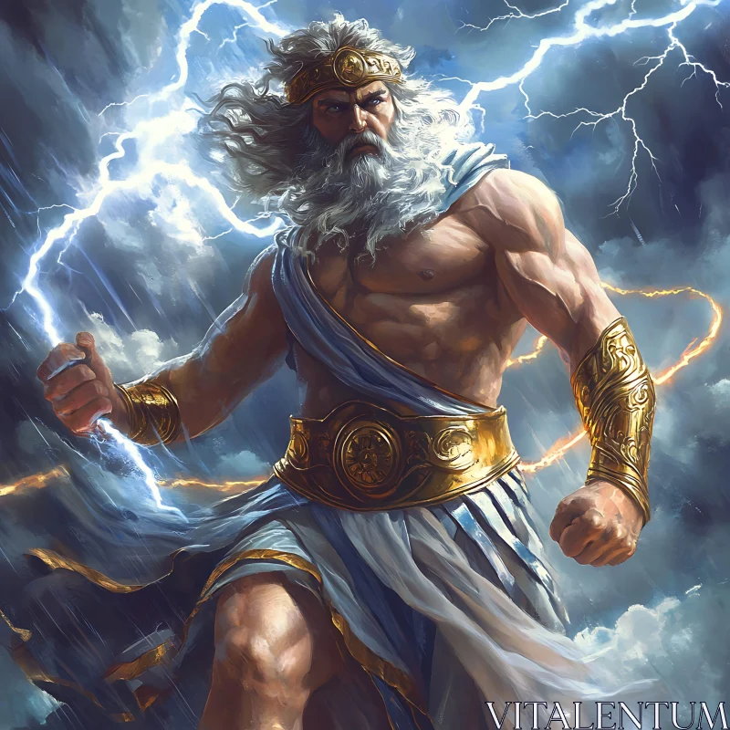 AI ART Powerful Greek Deity Amidst Stormy Skies