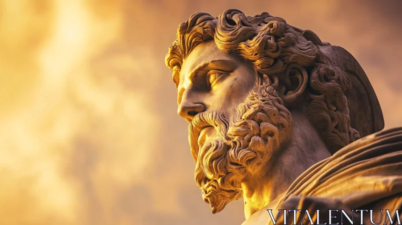 Golden-Hued Roman Sculpture Portrait AI Image