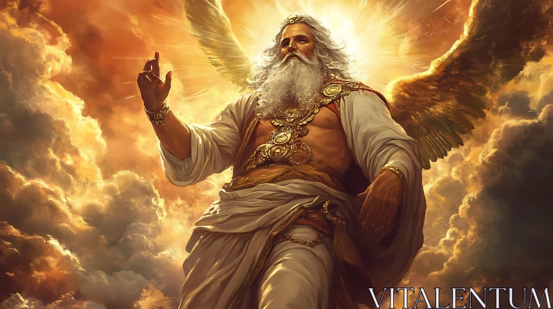 AI ART Divine Figure With Golden Wings and Radiant Light