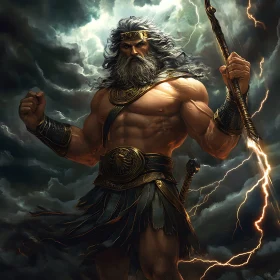 Storm God with Lightning and Ancient Armor