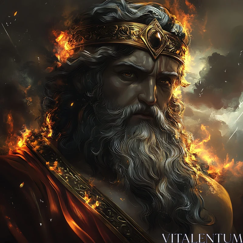 Fire God with Crown and Flowing Hair Fire God with Crown and Flowing Hair