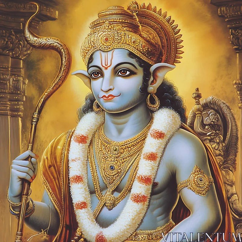 Serene Blue-Skinned Divine Portrait
