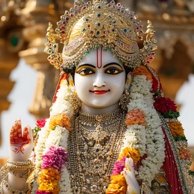 Exquisitely Decorated Hindu Goddess Sculpture