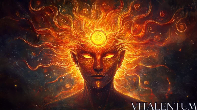Ethereal Sun-Crowned Figure in Cosmic Setting Ethereal Sun-Crowned Figure in Cosmic Setting