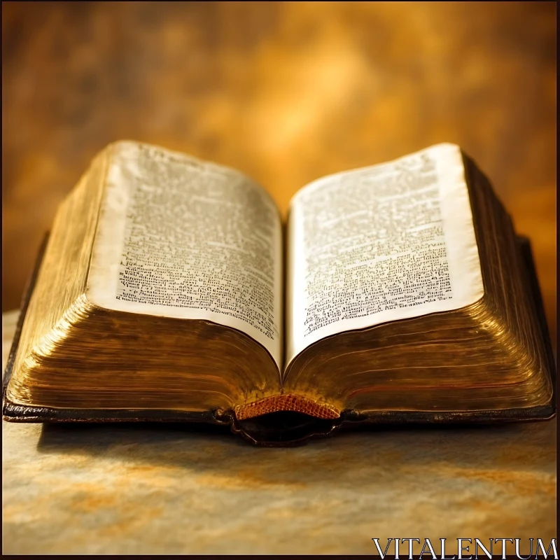 Open Ancient Book with Golden Pages
