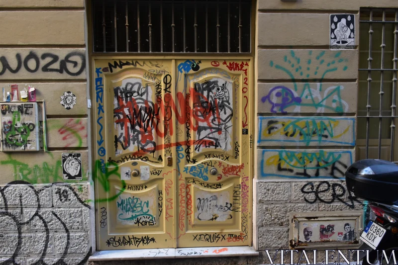 Street Art on City Door Free Stock Photo