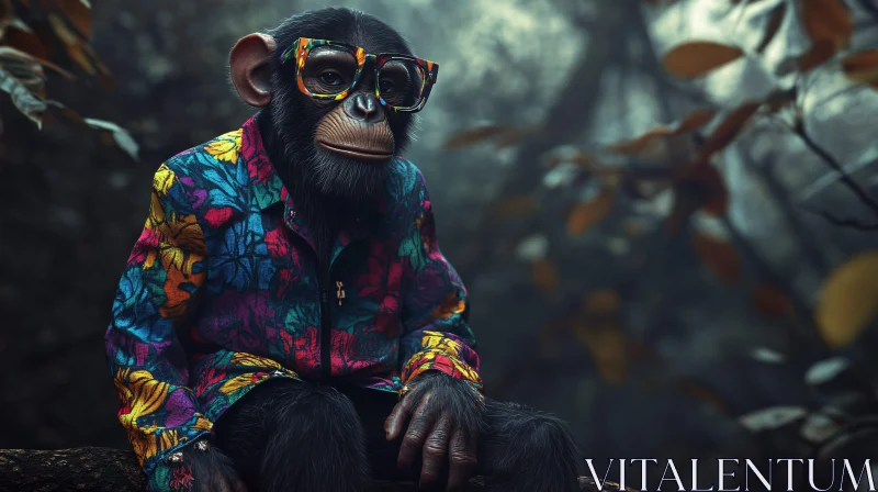 AI ART Fashionable Monkey Amidst Nature