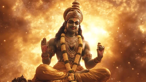 Divine Indian God with Golden Background