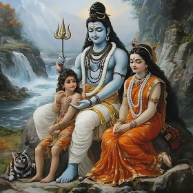 Serene Hindu Family in Nature