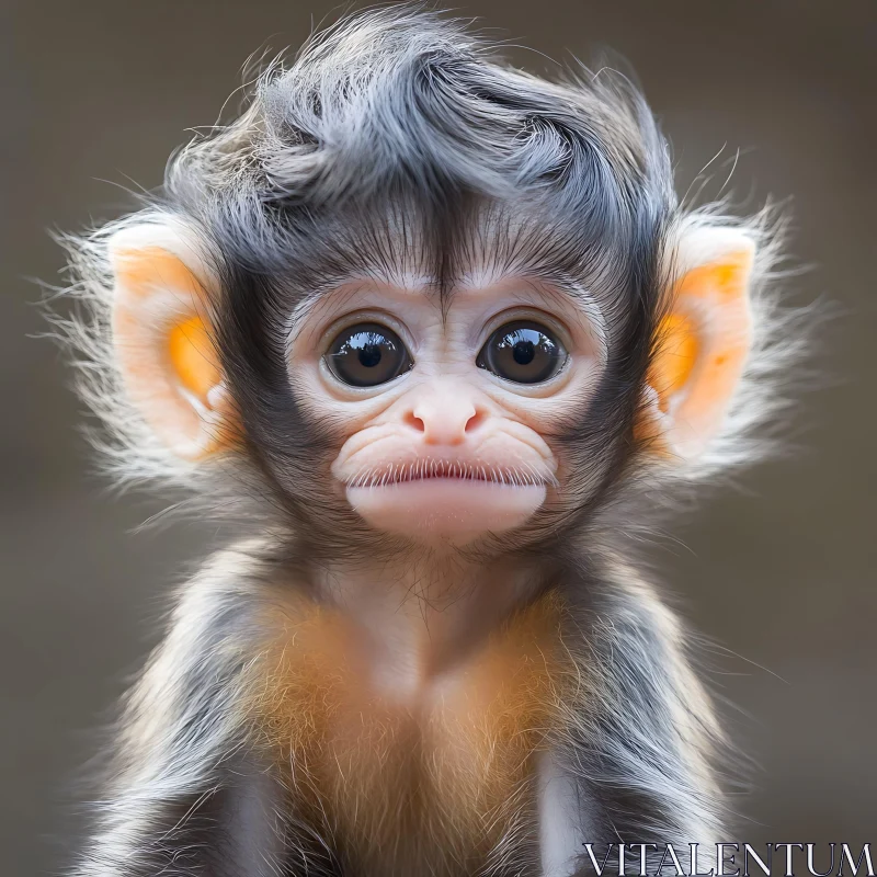 Close-Up of an Expressive Young Monkey AI Image