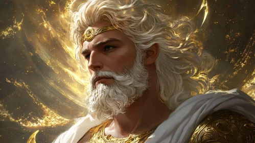 Regal Deity with White Beard and Golden Light