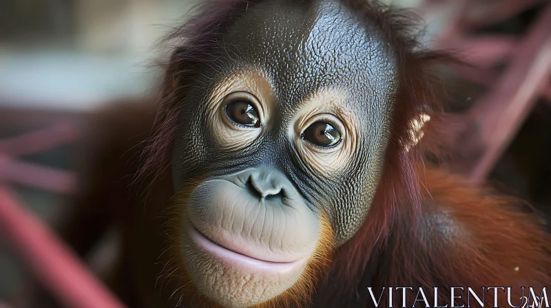 Detailed Orangutan Face Close-Up AI Image