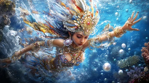 Mystical Mermaid in Underwater Wonderland