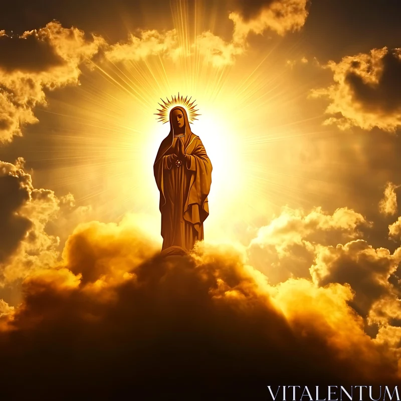 Heavenly Figure Bathing in Golden Light AI Image