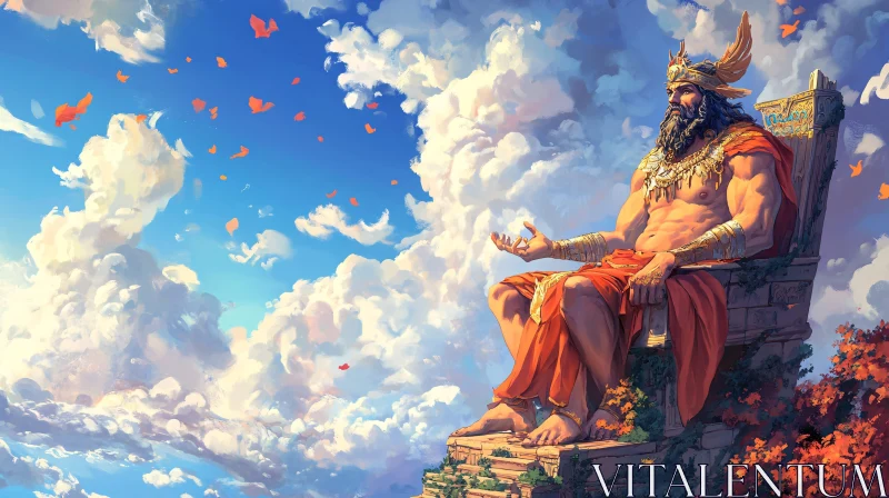 AI ART Mythical King Seated in the Heavens