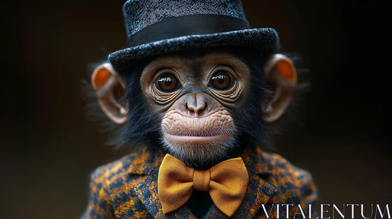 AI ART Elegantly Dressed Monkey with Bow Tie