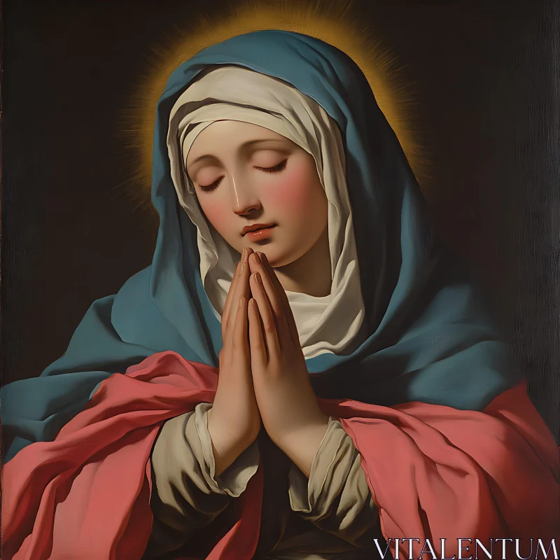 Peaceful Portrait of a Praying Woman AI Image