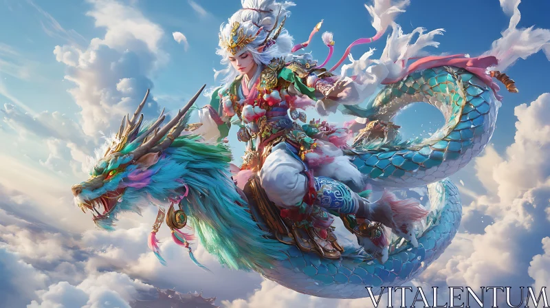 AI ART Legendary Dragon Rider in the Clouds