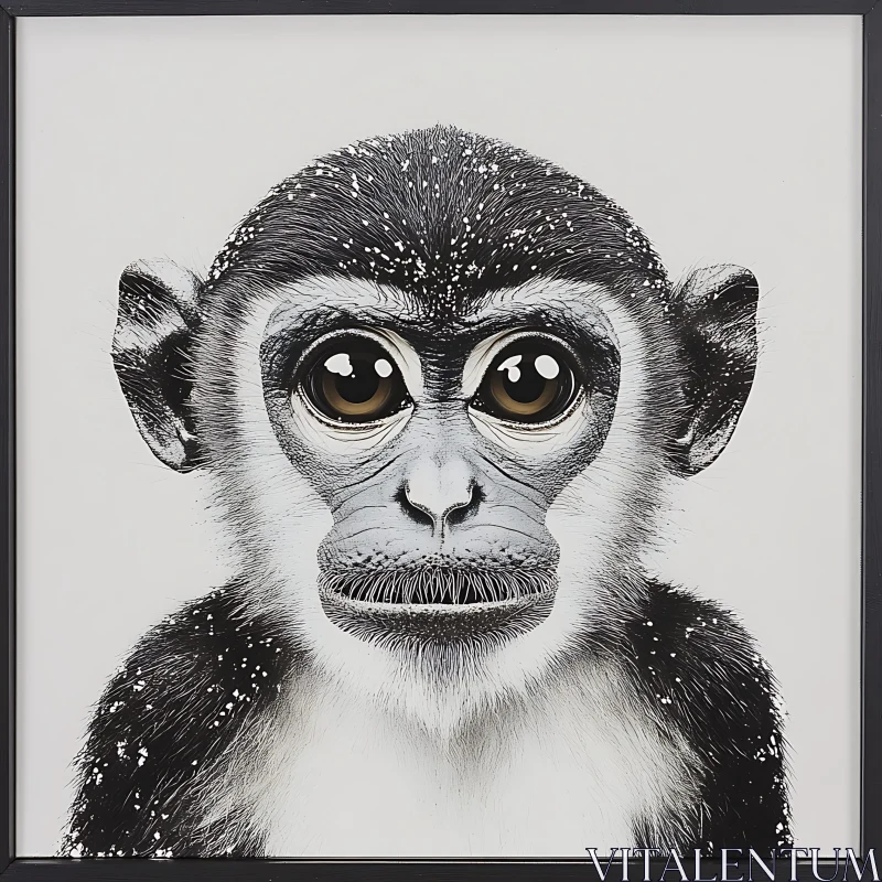 AI ART Expressive Monkey Portrait in Black and White