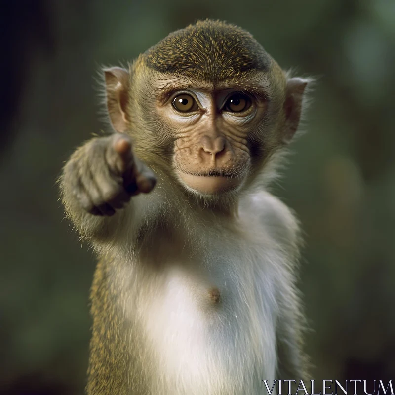 AI ART Inquisitive Young Monkey in the Wild