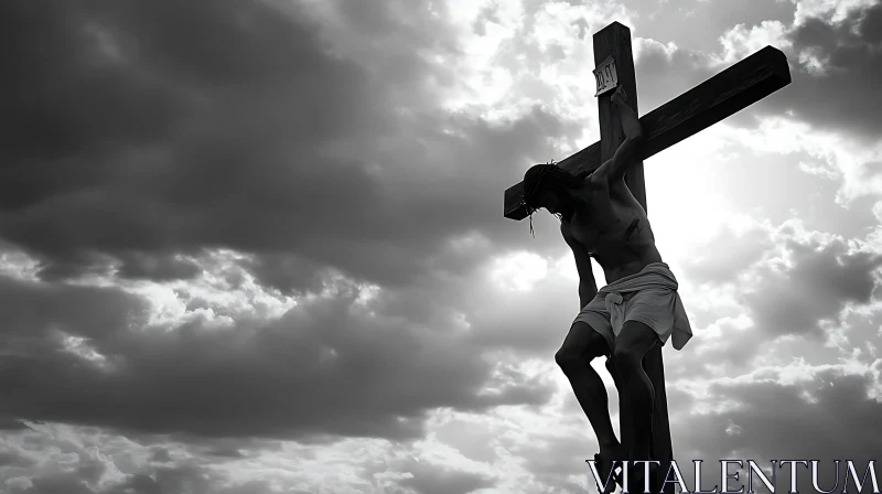 AI ART Crucifixion Silhouette Against Cloudy Sky